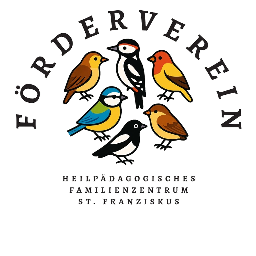 Logo Förderverein heilpädagogisches Familienzentrum St. Franziskus — bunte Vögel im Kreis